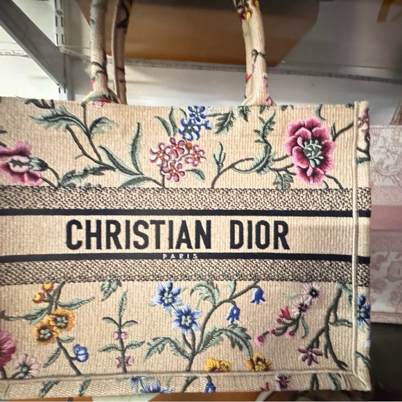 Dior Cream Floral Tote Bag with Bamboo Handle - Picture 10 of 12